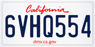 CA license plate 6VHQ554