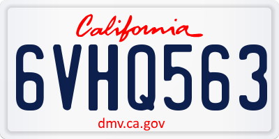 CA license plate 6VHQ563