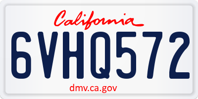 CA license plate 6VHQ572