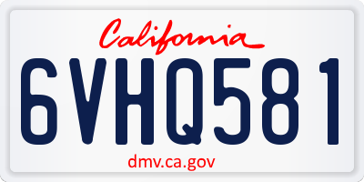 CA license plate 6VHQ581