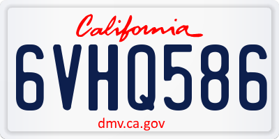CA license plate 6VHQ586