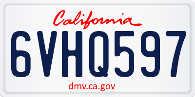 CA license plate 6VHQ597