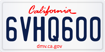 CA license plate 6VHQ600