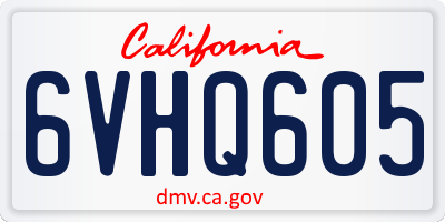 CA license plate 6VHQ605