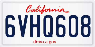 CA license plate 6VHQ608