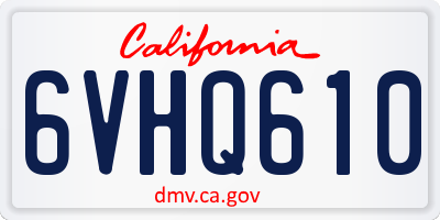 CA license plate 6VHQ610