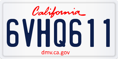 CA license plate 6VHQ611