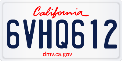 CA license plate 6VHQ612