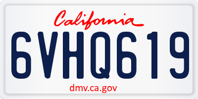 CA license plate 6VHQ619