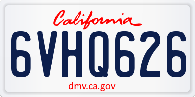 CA license plate 6VHQ626