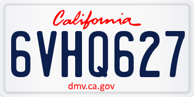 CA license plate 6VHQ627
