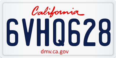CA license plate 6VHQ628