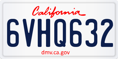 CA license plate 6VHQ632