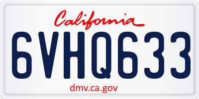 CA license plate 6VHQ633