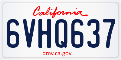 CA license plate 6VHQ637