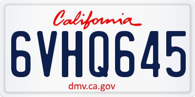CA license plate 6VHQ645