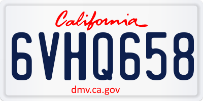 CA license plate 6VHQ658