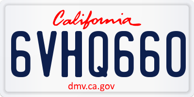 CA license plate 6VHQ660
