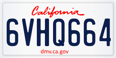 CA license plate 6VHQ664
