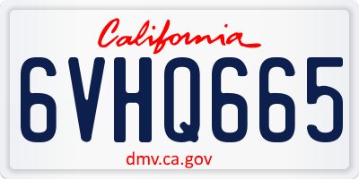 CA license plate 6VHQ665