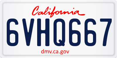 CA license plate 6VHQ667