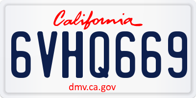 CA license plate 6VHQ669
