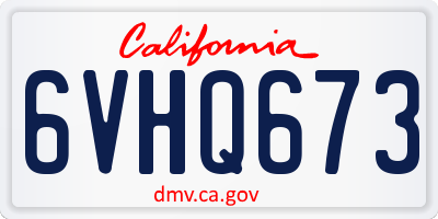 CA license plate 6VHQ673