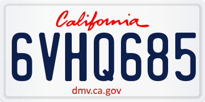 CA license plate 6VHQ685