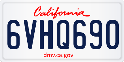 CA license plate 6VHQ690
