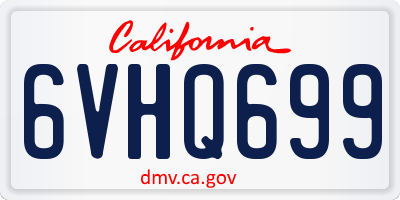 CA license plate 6VHQ699
