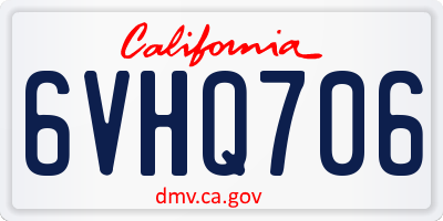 CA license plate 6VHQ706