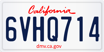 CA license plate 6VHQ714