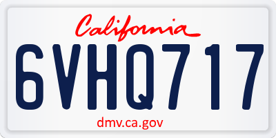 CA license plate 6VHQ717