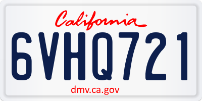 CA license plate 6VHQ721