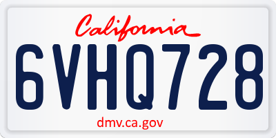 CA license plate 6VHQ728