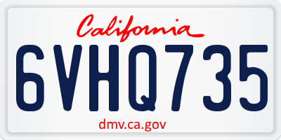 CA license plate 6VHQ735
