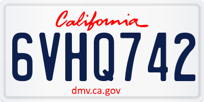 CA license plate 6VHQ742