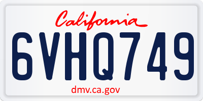 CA license plate 6VHQ749