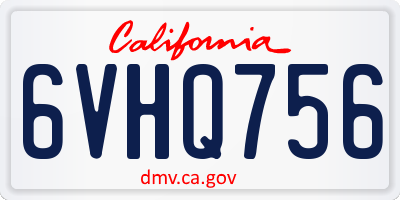 CA license plate 6VHQ756
