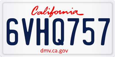 CA license plate 6VHQ757