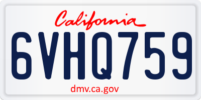 CA license plate 6VHQ759