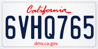 CA license plate 6VHQ765