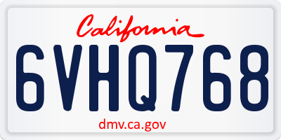 CA license plate 6VHQ768