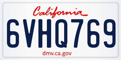 CA license plate 6VHQ769