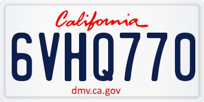 CA license plate 6VHQ770