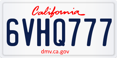 CA license plate 6VHQ777