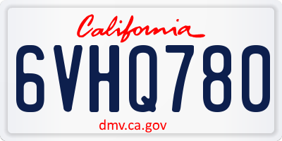 CA license plate 6VHQ780
