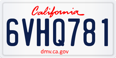 CA license plate 6VHQ781