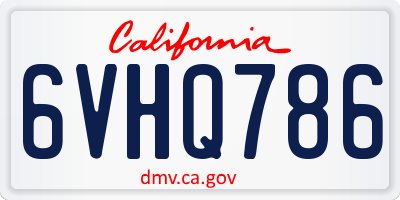 CA license plate 6VHQ786