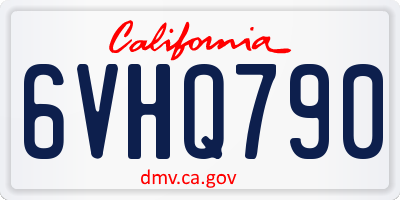 CA license plate 6VHQ790